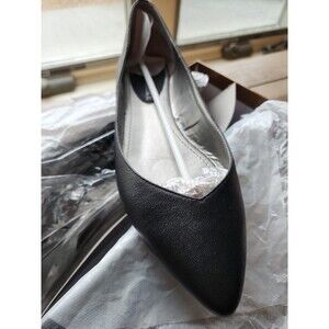 Audrey Brooke Cici Black Leather Flats NIB 7 Wide Flats Pointed Toe Comfortable